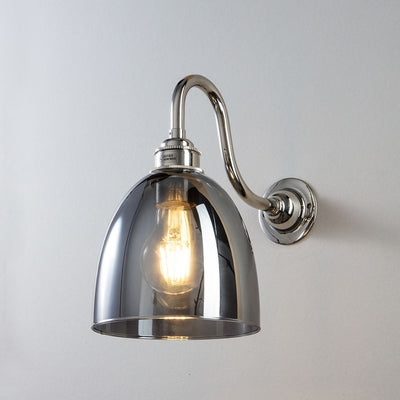 Outlet Old School Electric Bell Smoked Glass Swan Arm Wall Light