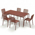 Outlet HAY Palissade Large Garden Dining Set with 6 Chairs - Curated by Holloways of Ludlow - Palissade Chair, Iron Red