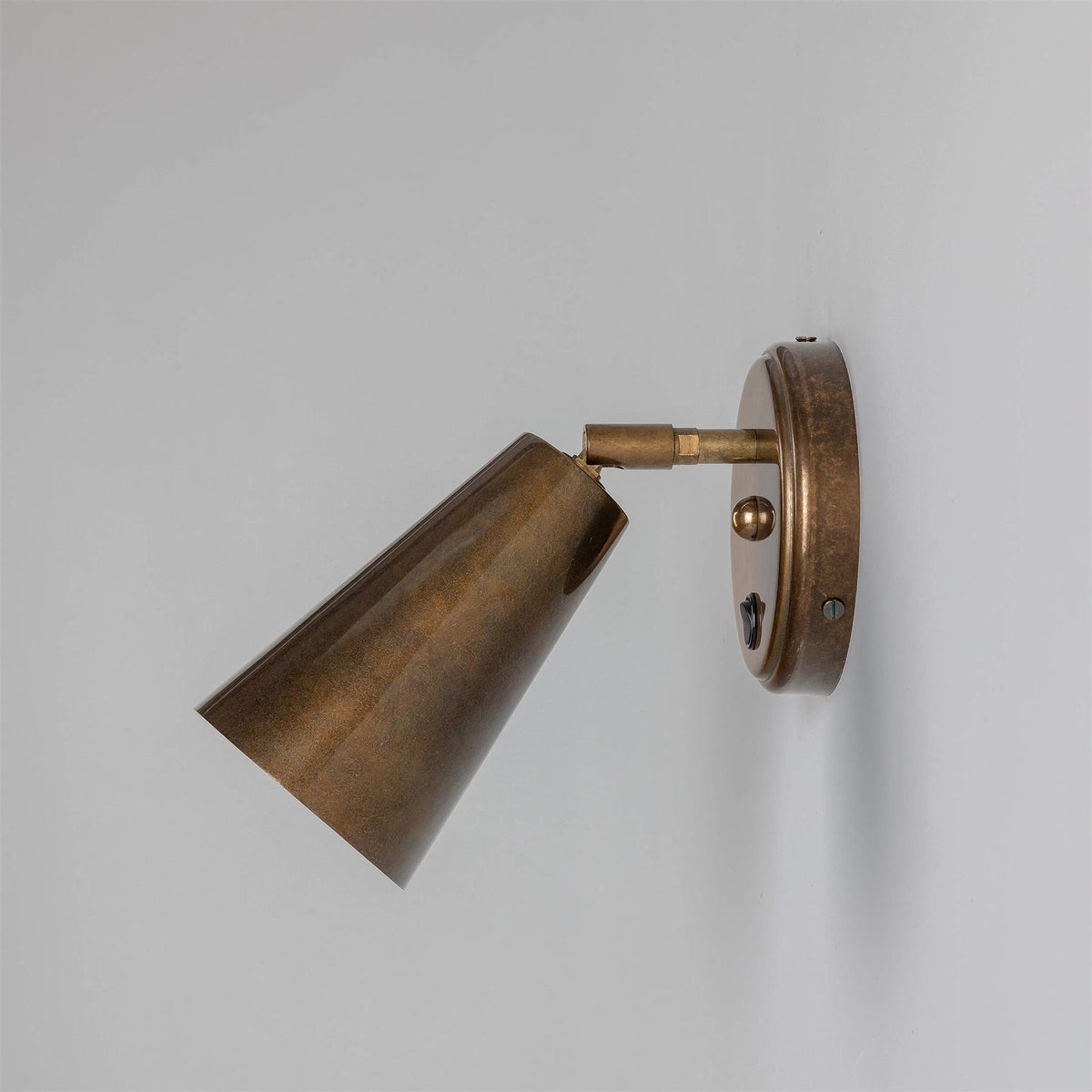 Mullan Lighting Cashel Adjustable Brass Cone Wall Light with Switch