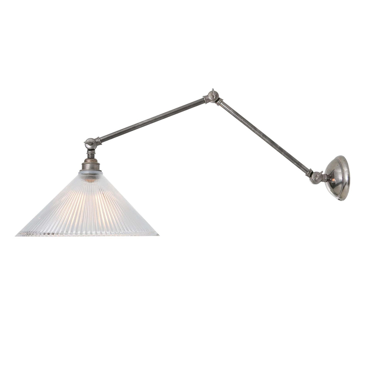 Mullan Lighting Rebell Adjustable Arm Wall Light with Prismatic Glass Shade