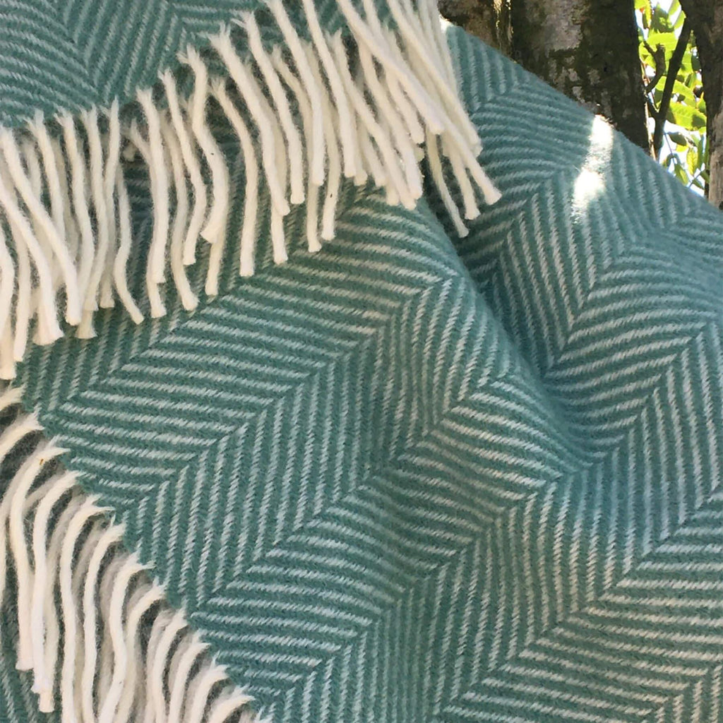 Spearmint Herringbone Soft Throw