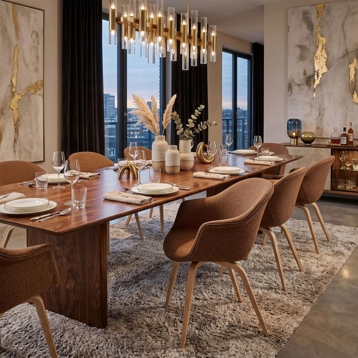 GUBI Bat Dining Chair, Fully Upholstered and Wood Base