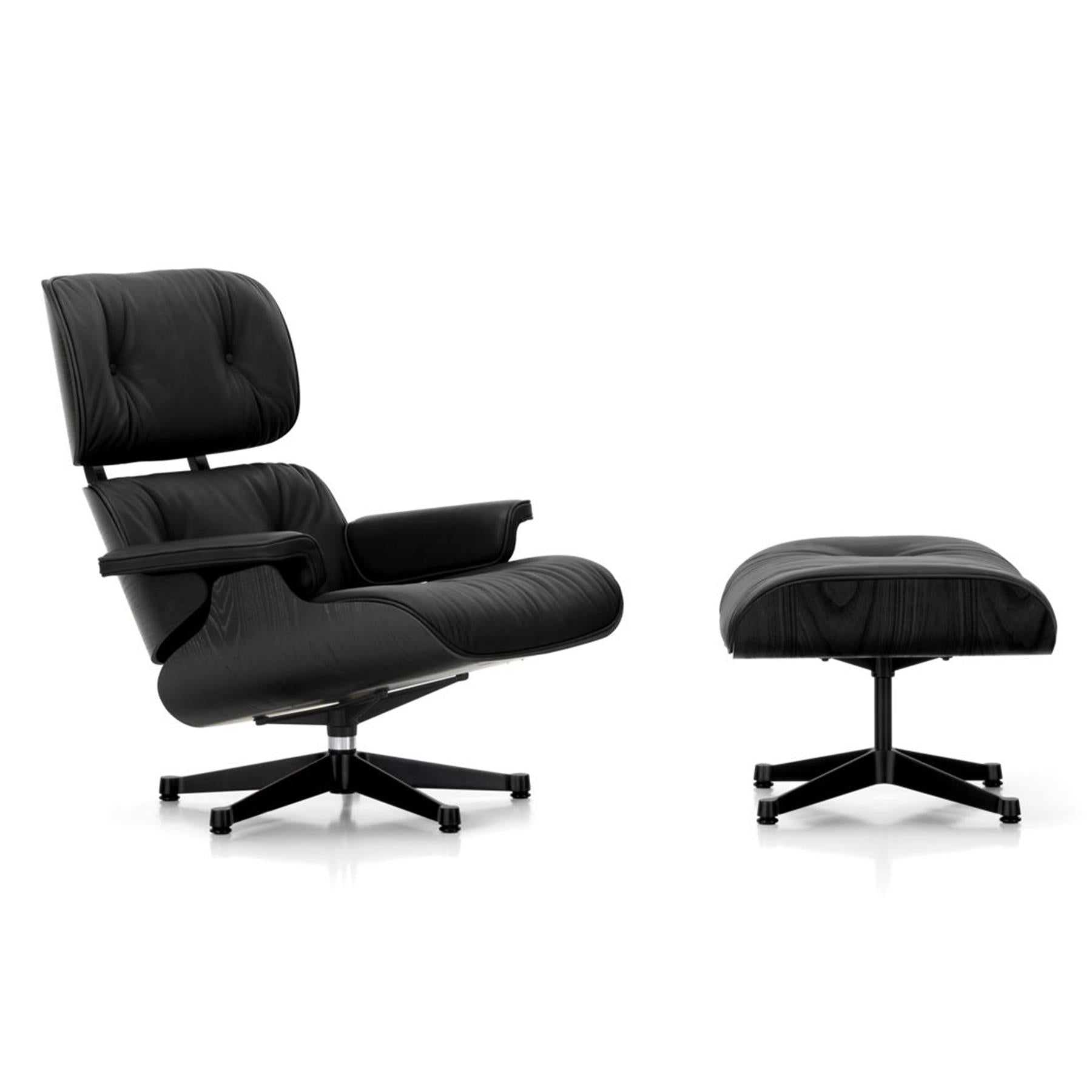 Vitra Eames Contemporary Lounge Chair and Footstool in Black Chestnut