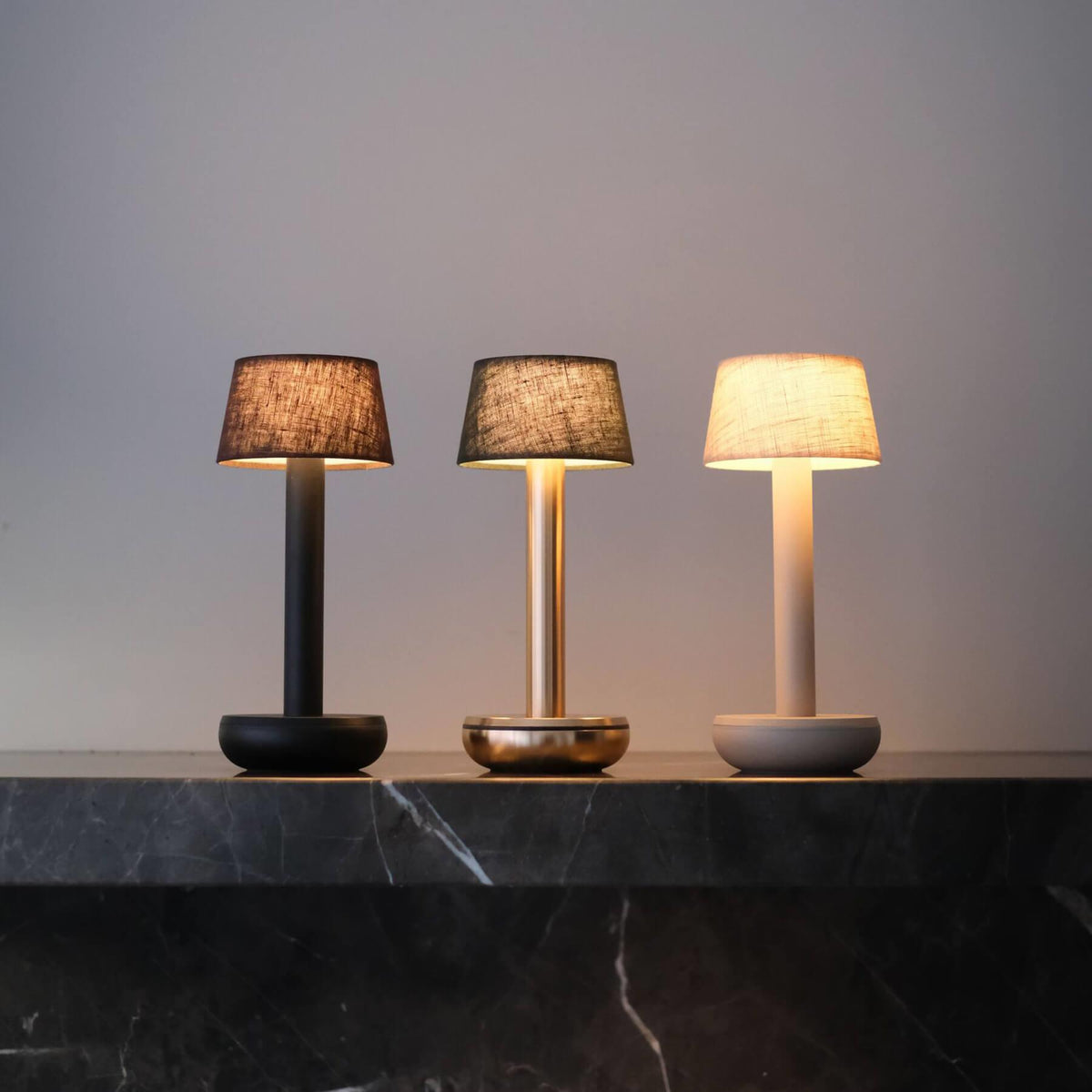 Two Portable Rechargeable Lamp with Linen Shade