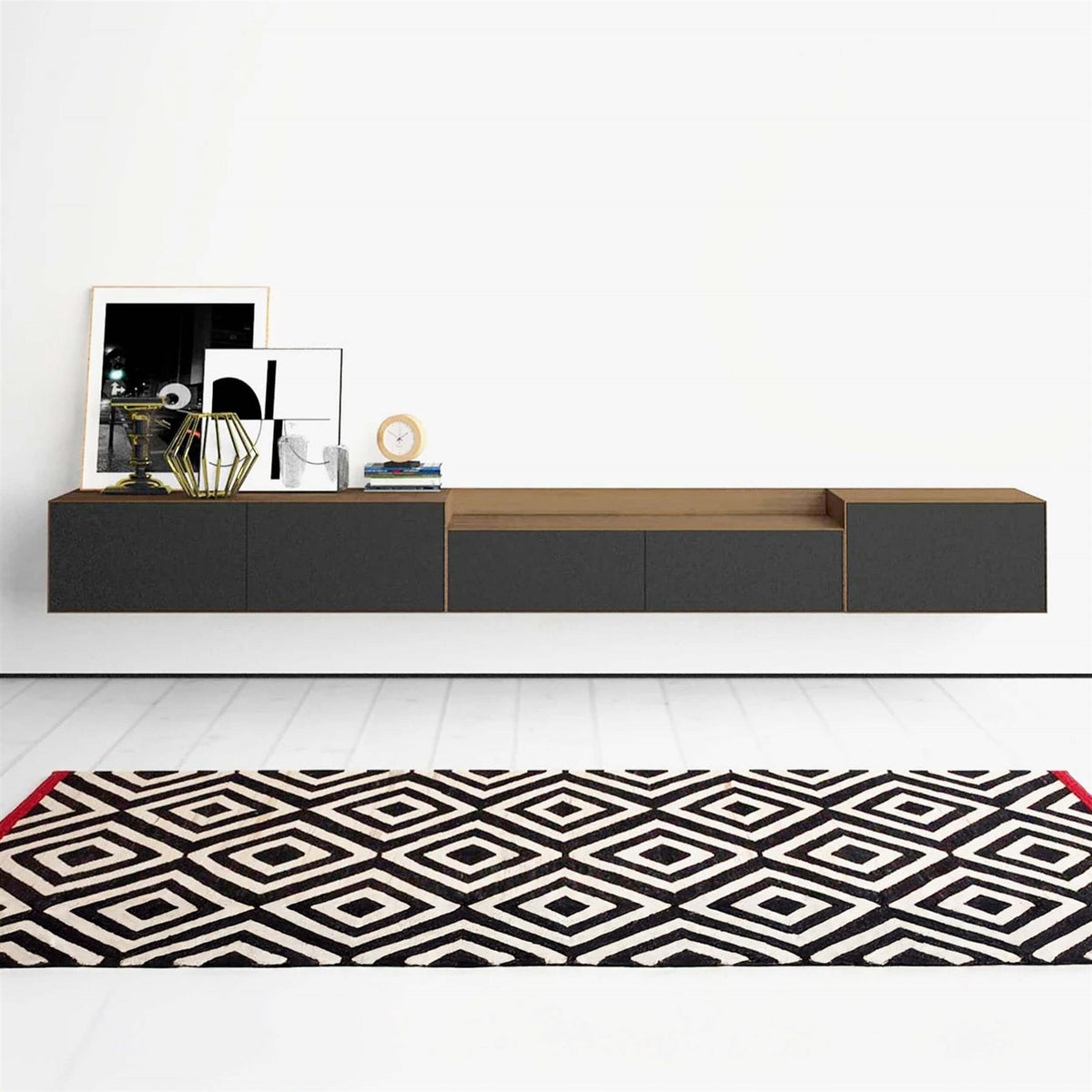 Treku Lauki Wall-Mounted Unit - Walnut & Graphite