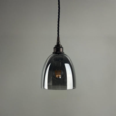 Outlet Old School Electric Bell Blown Glass Pendant Light - Smoked
