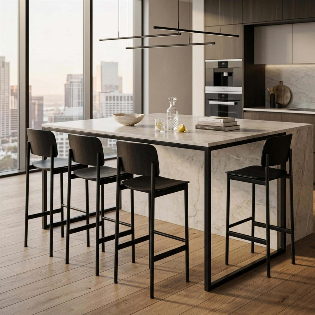 Fredericia Plan Bar Stool with Metal Legs