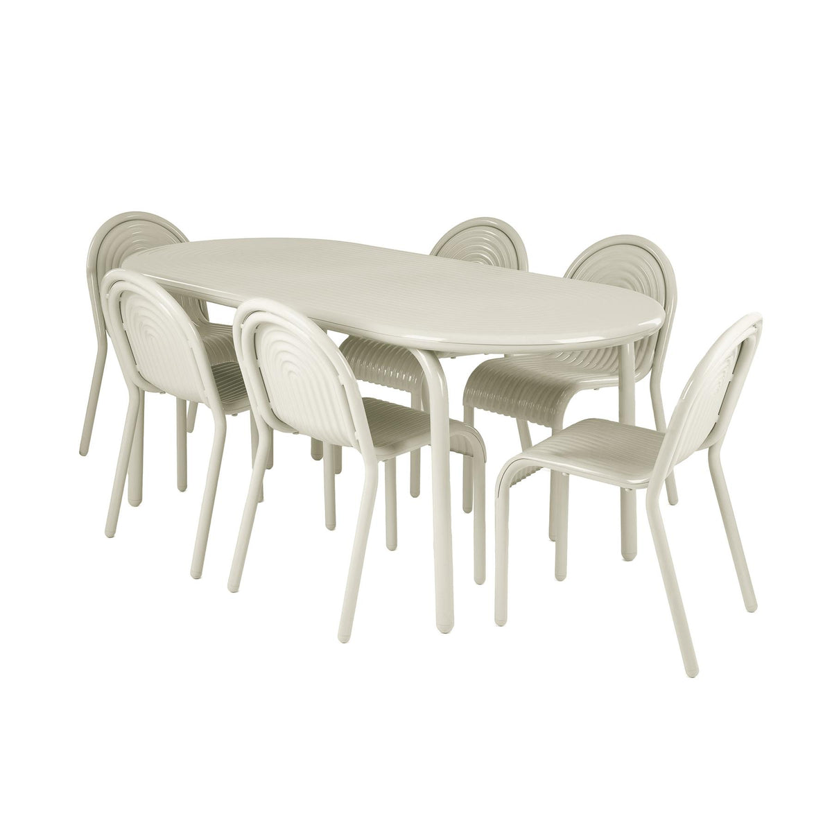 Outlet Tom Dixon Groove Dining Bundle Set - 6 chairs, dining table, putty