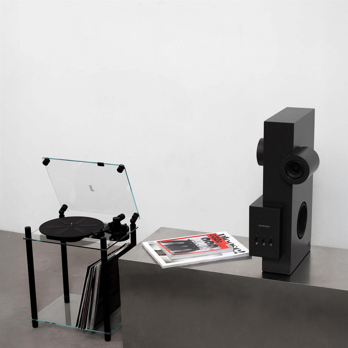 Transparent Brutalist Speaker