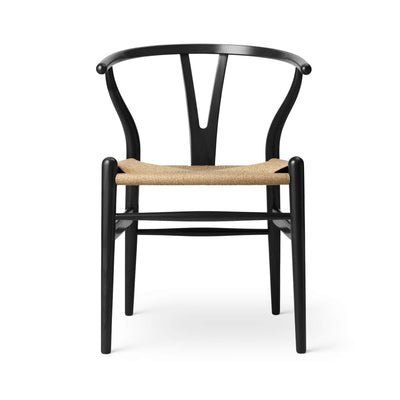 Outlet Carl Hansen & Son CH24 Wishbone Chair - Natural Paper Cord Seat - Oak - Painted Black