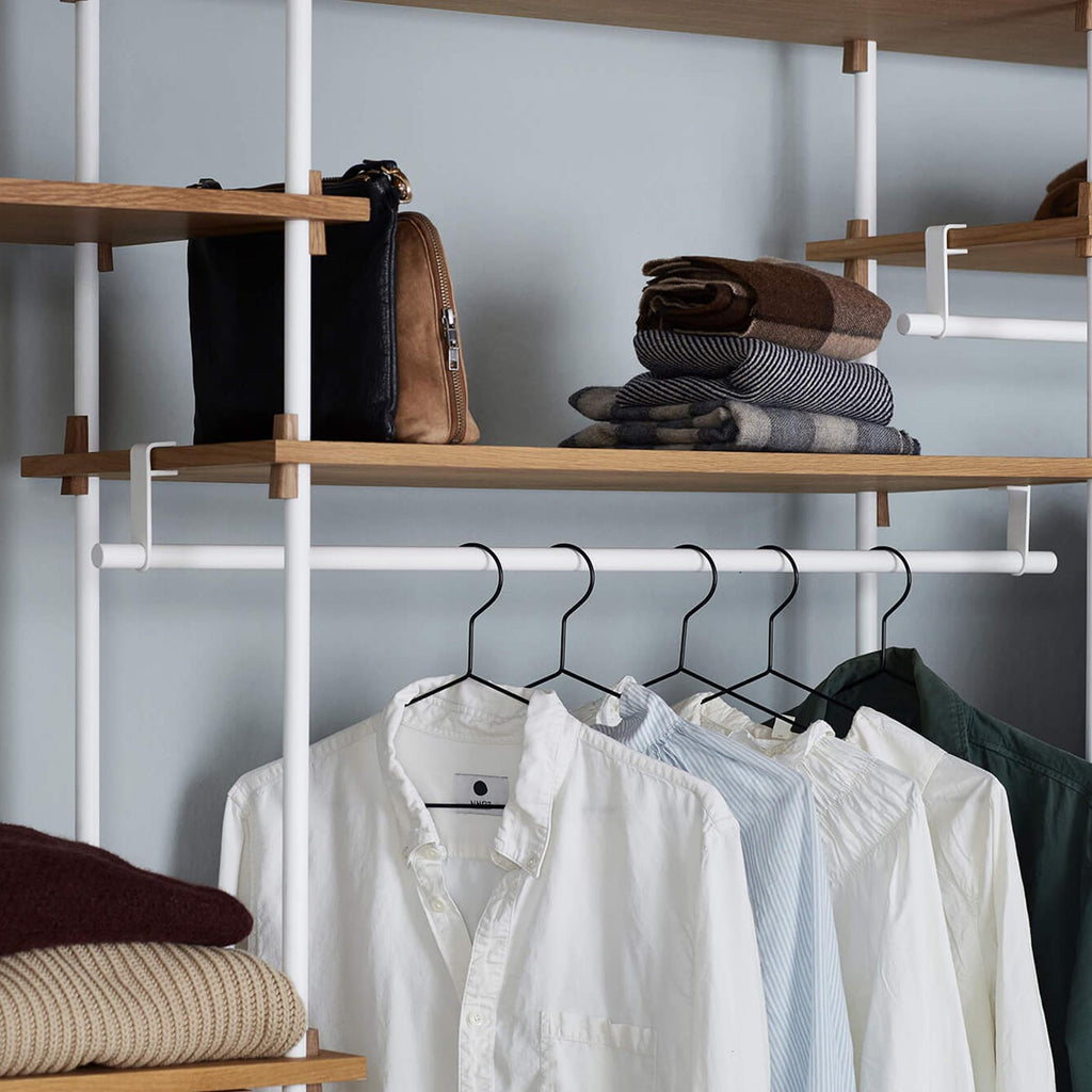 MOEBE Double Shelving System, 1 Cabinet, Desk and Clothes Rail