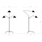 Serge Mouille Lampadaire 3 Standing Lamps Wall Lamp