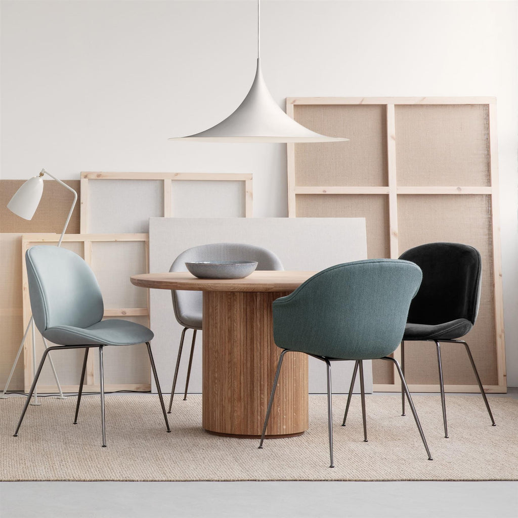 GUBI Bat Dining Chair, Fully Upholstered and Conic Base