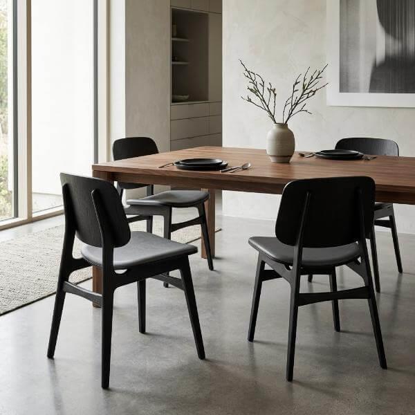 Fredericia Soborg Wood Base Chair with Upholstered Seat