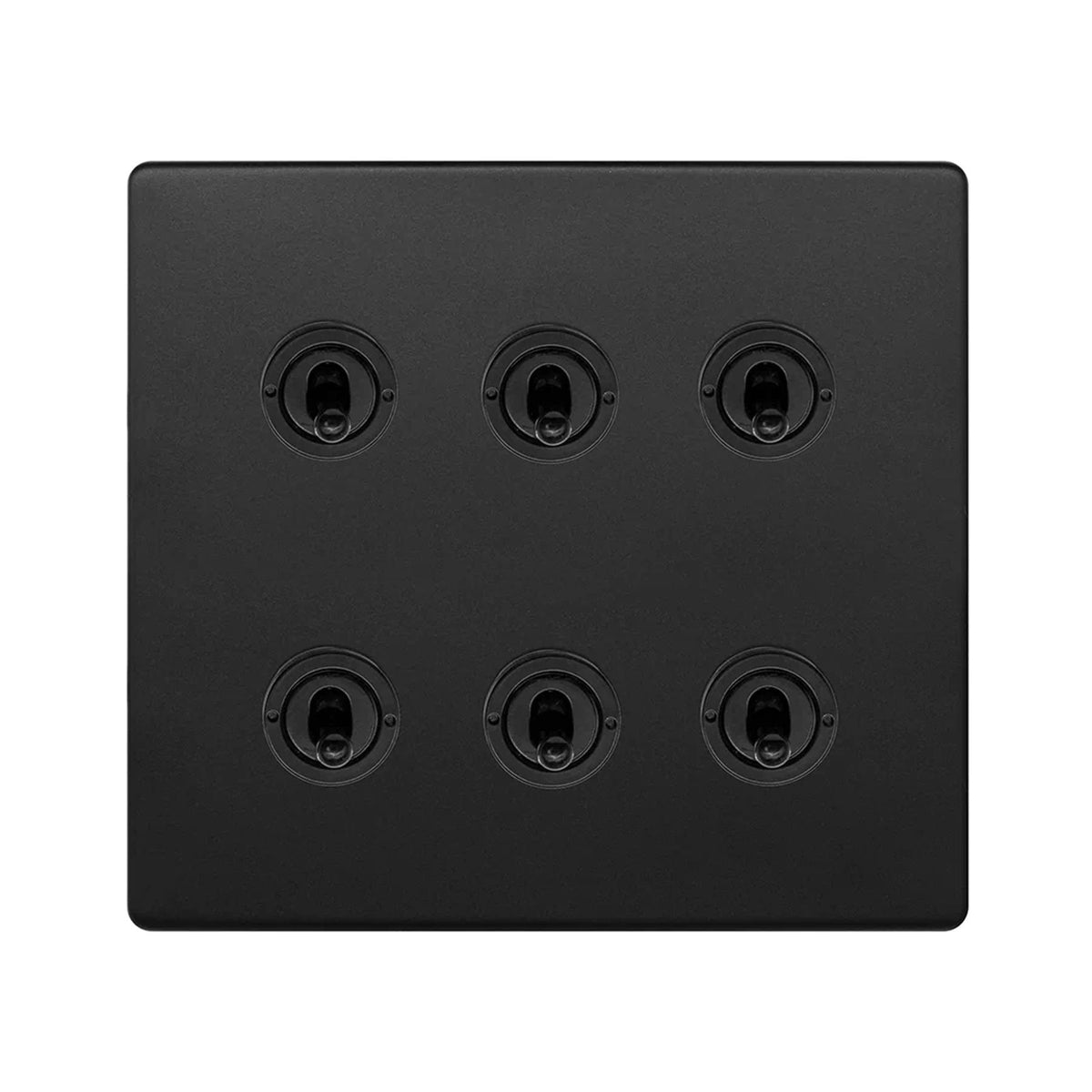 Soho Lighting Camden Collection Matt Black 20A 6 Gang 2 Way Toggle Switch