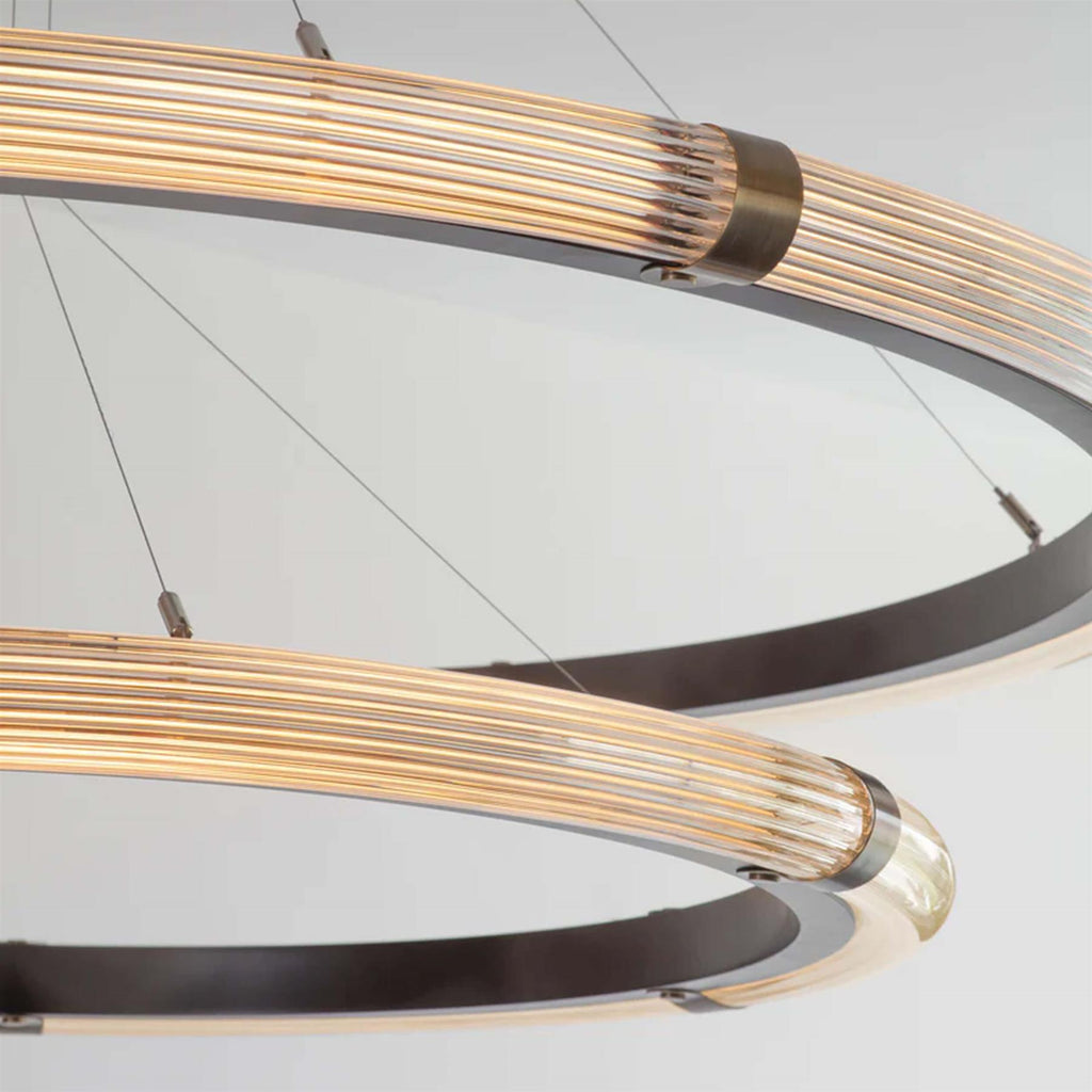 J. Adams Strata Circular Two-Tier Pendant Light