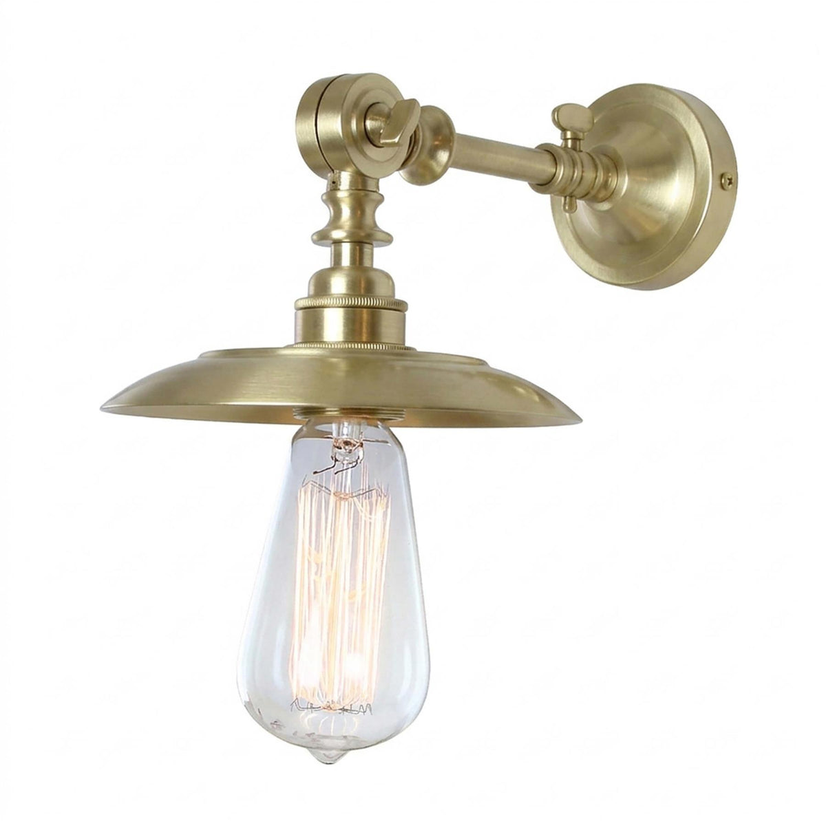 Mullan Lighting Porter Adjustable Industrial Brass Wall Light