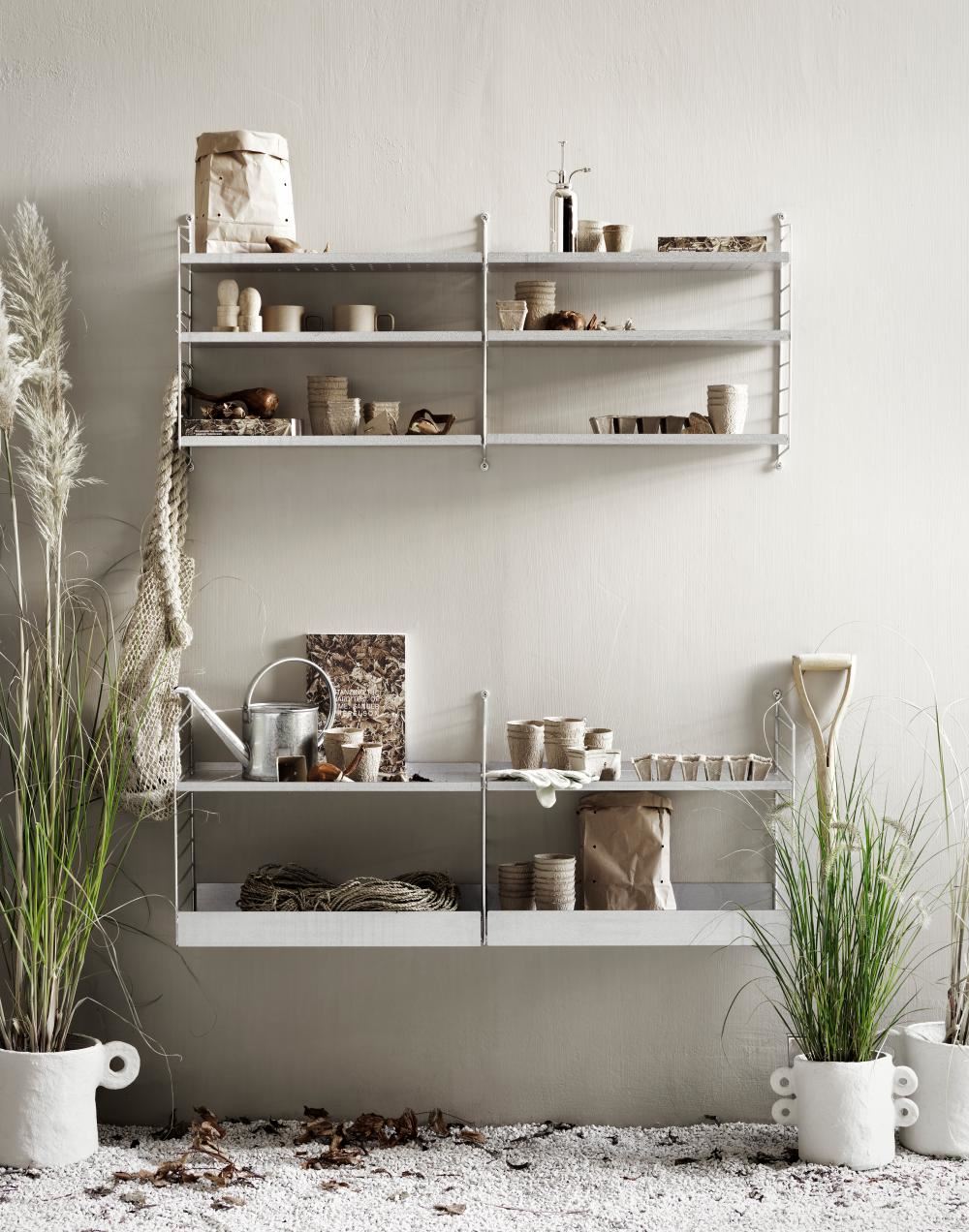 String Furniture String Metal Shelf with Low Edge