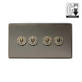 Soho Lighting Charterhouse Collection Antique Brass 4 Gang Dimming Toggle Switch