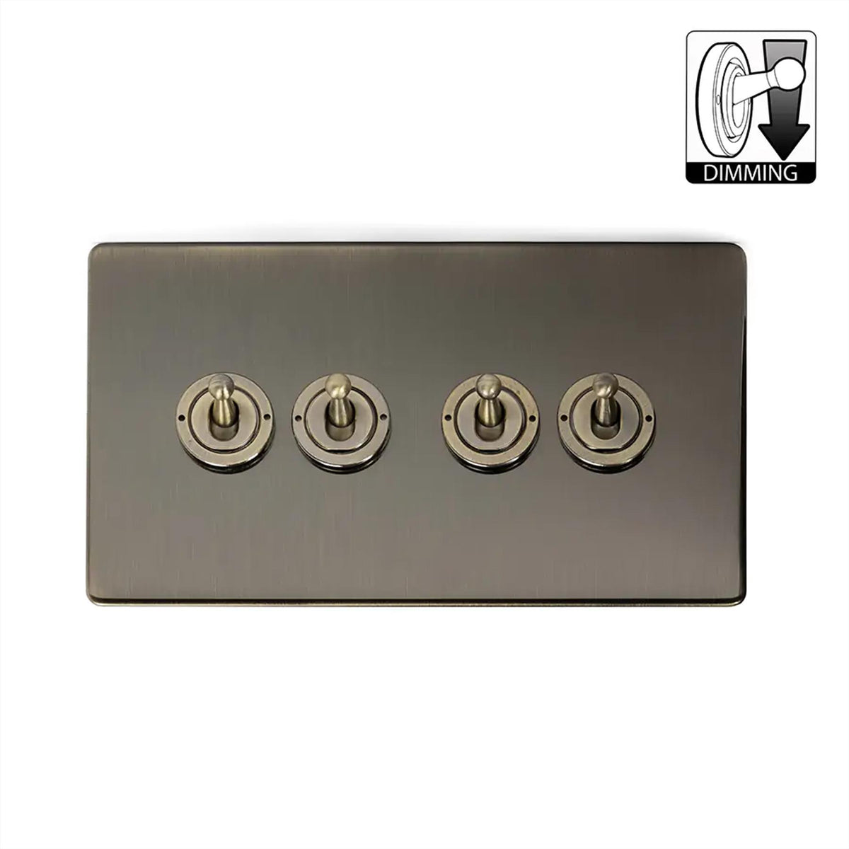 Soho Lighting Charterhouse Collection Antique Brass 4 Gang Dimming Toggle Switch