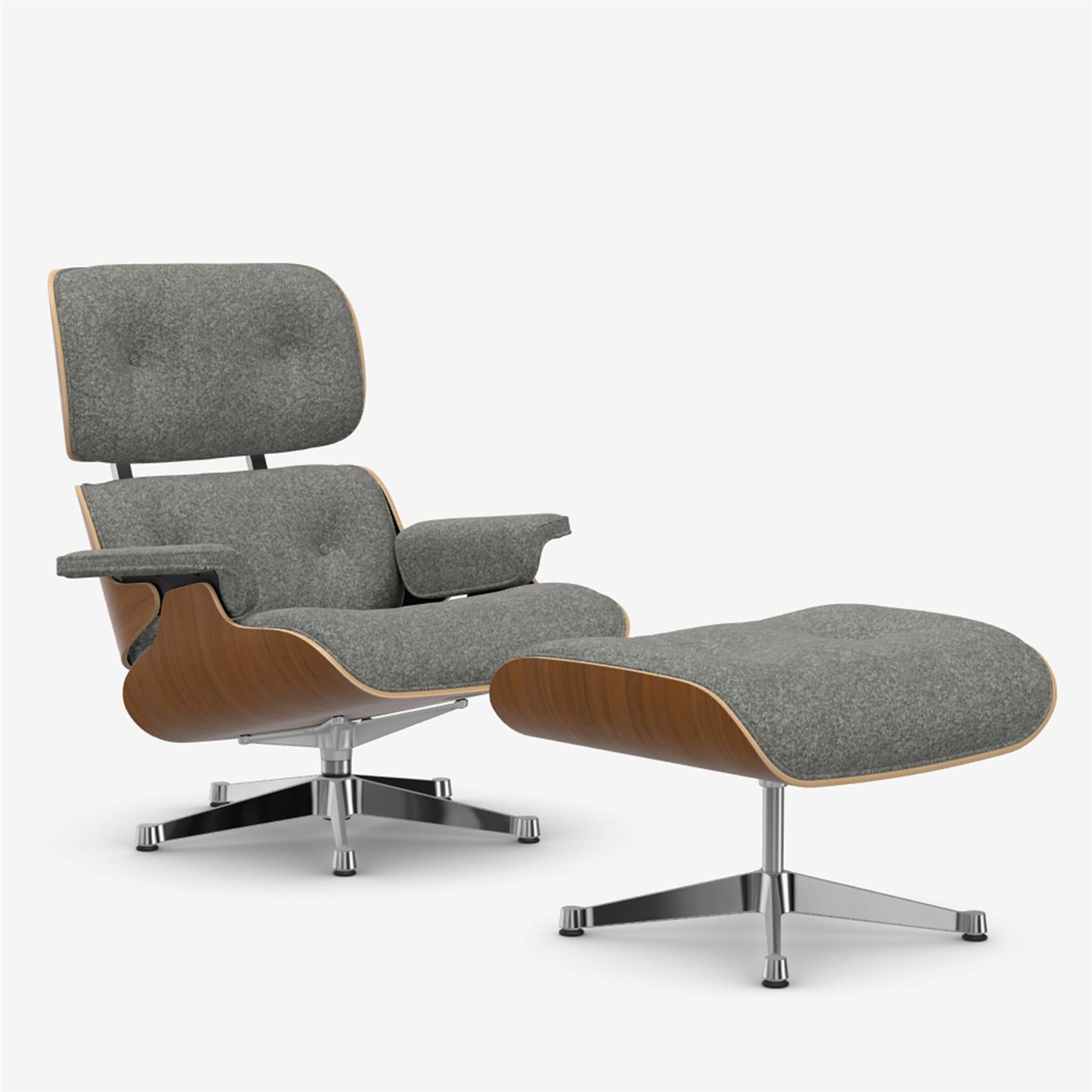 Vitra Eames Contemporary Lounge Chair and Footstool in Natural Walnut