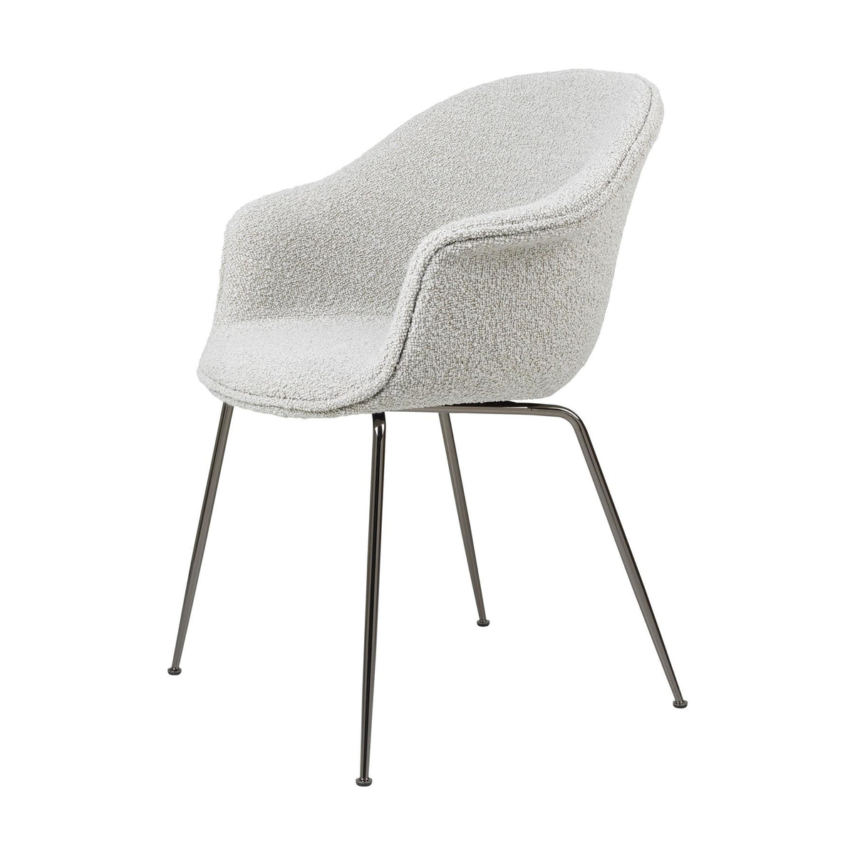 GUBI Bat Dining Chair, Fully Upholstered and Conic Base