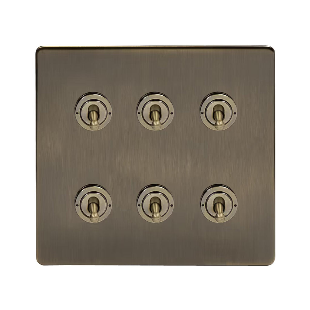 Soho Lighting Charterhouse Collection 6 Gang Toggle Light Switch 20A 2 Way