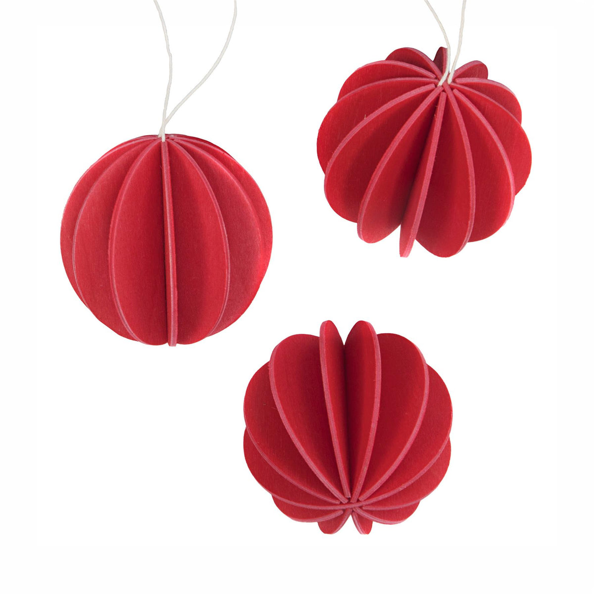 Lovi Wooden Christmas Baubles- Diameter : 8cm, Set of 3