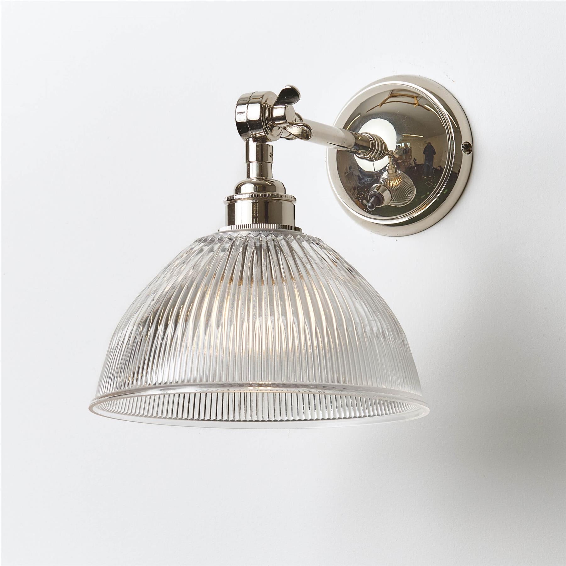 Old School Electric Prismatic Dome Wall Light : Adjustable Arm