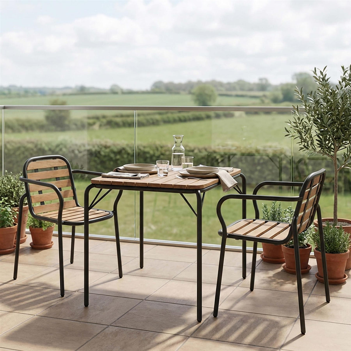 Normann Copenhagen Vig Wood Balcony Furniture Set - Curated by Holloways of Ludlow