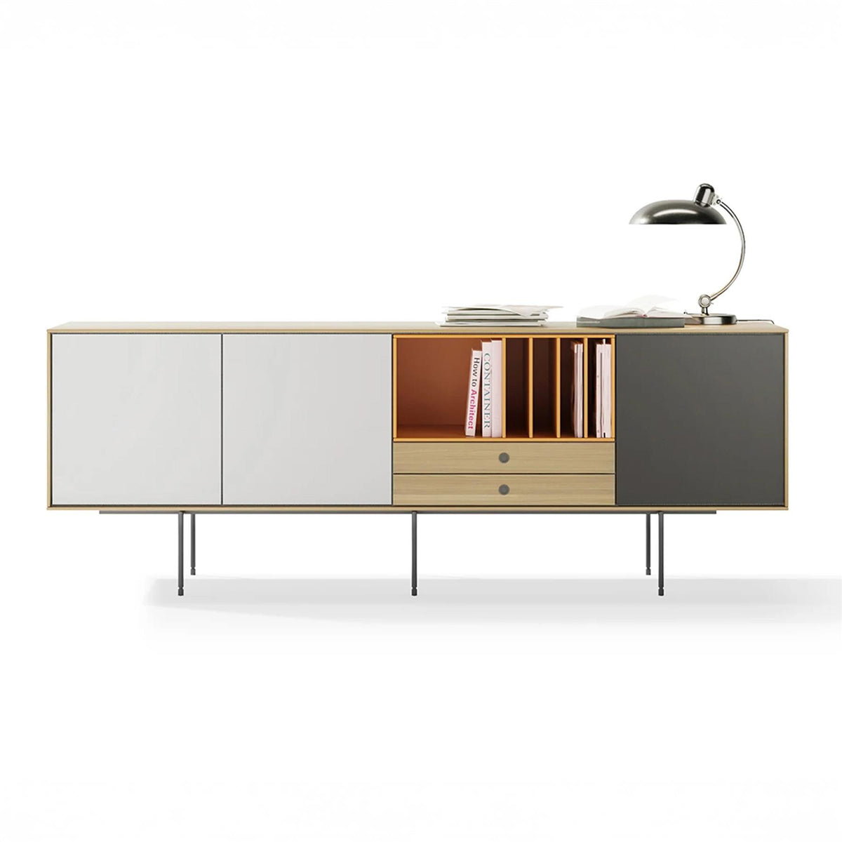 Treku Aura Sideboard - Natural Oak, White & Graphite