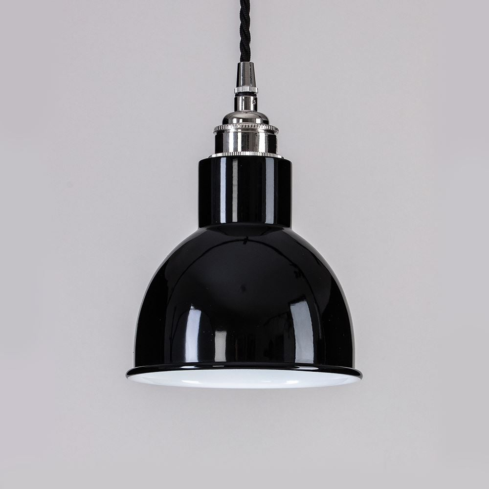 Old School Electric Churchill Pendant Light With Coloured Shade