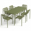 Outlet HAY Palissade Large Garden Dining Set with 6 Chairs - Curated by Holloways of Ludlow - Palissade Dining Armchair, Olive Green