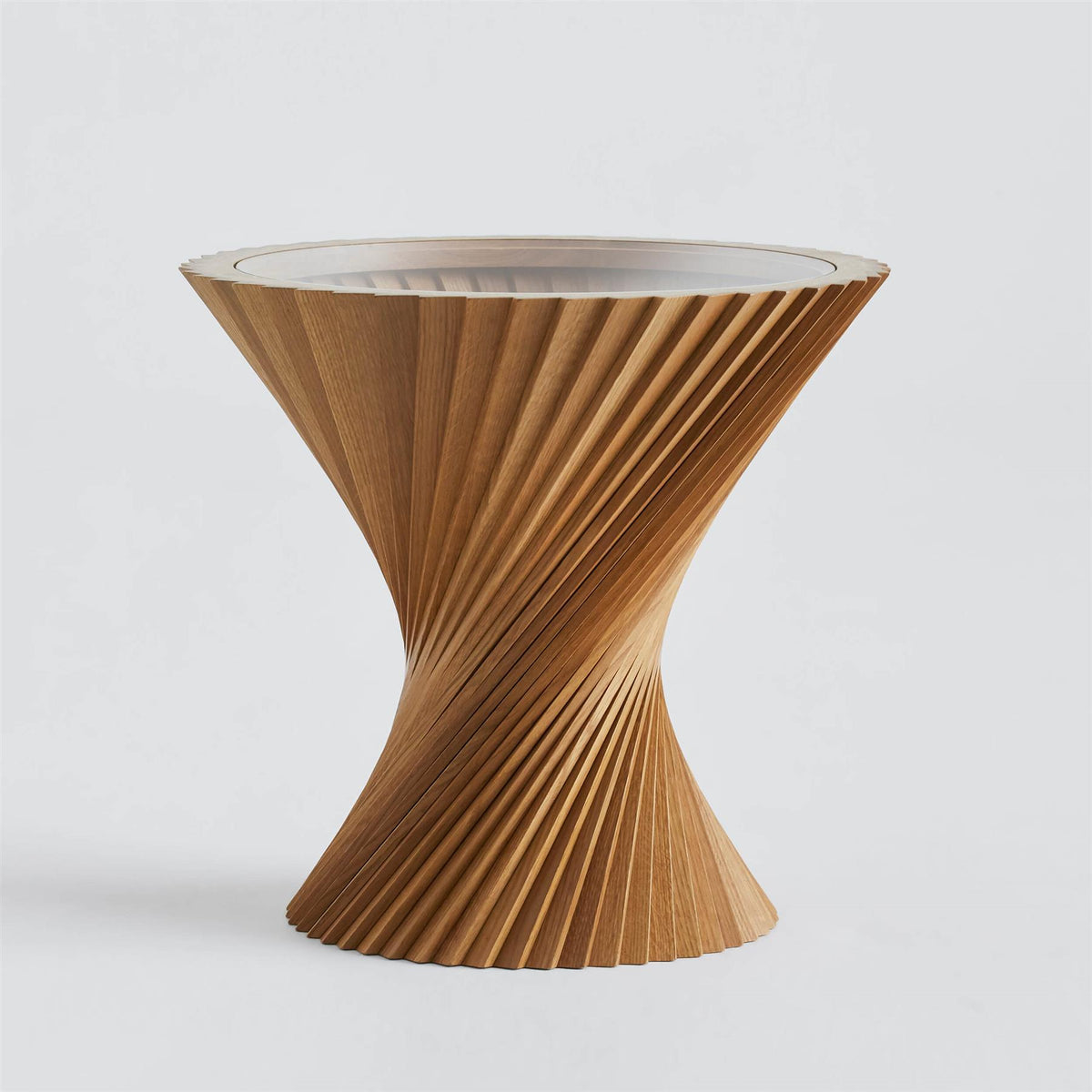 Outlet Via Copenhagen Hyperbel Side Table - Natural Oak with Clear Glass