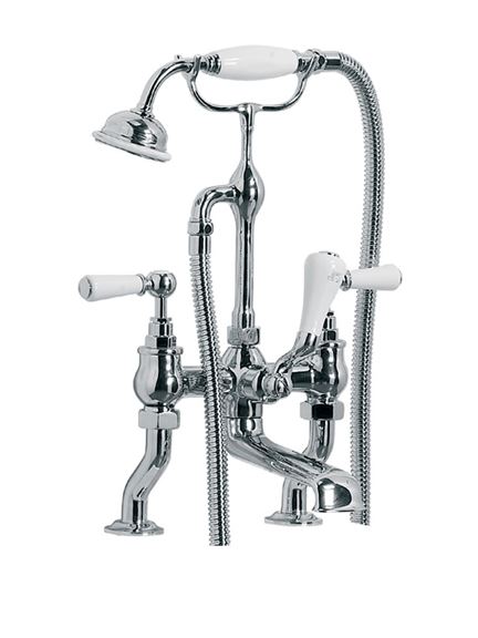 Lefroy Brooks WL1100 Classic Bath Shower Mixer with White Lever Handles
