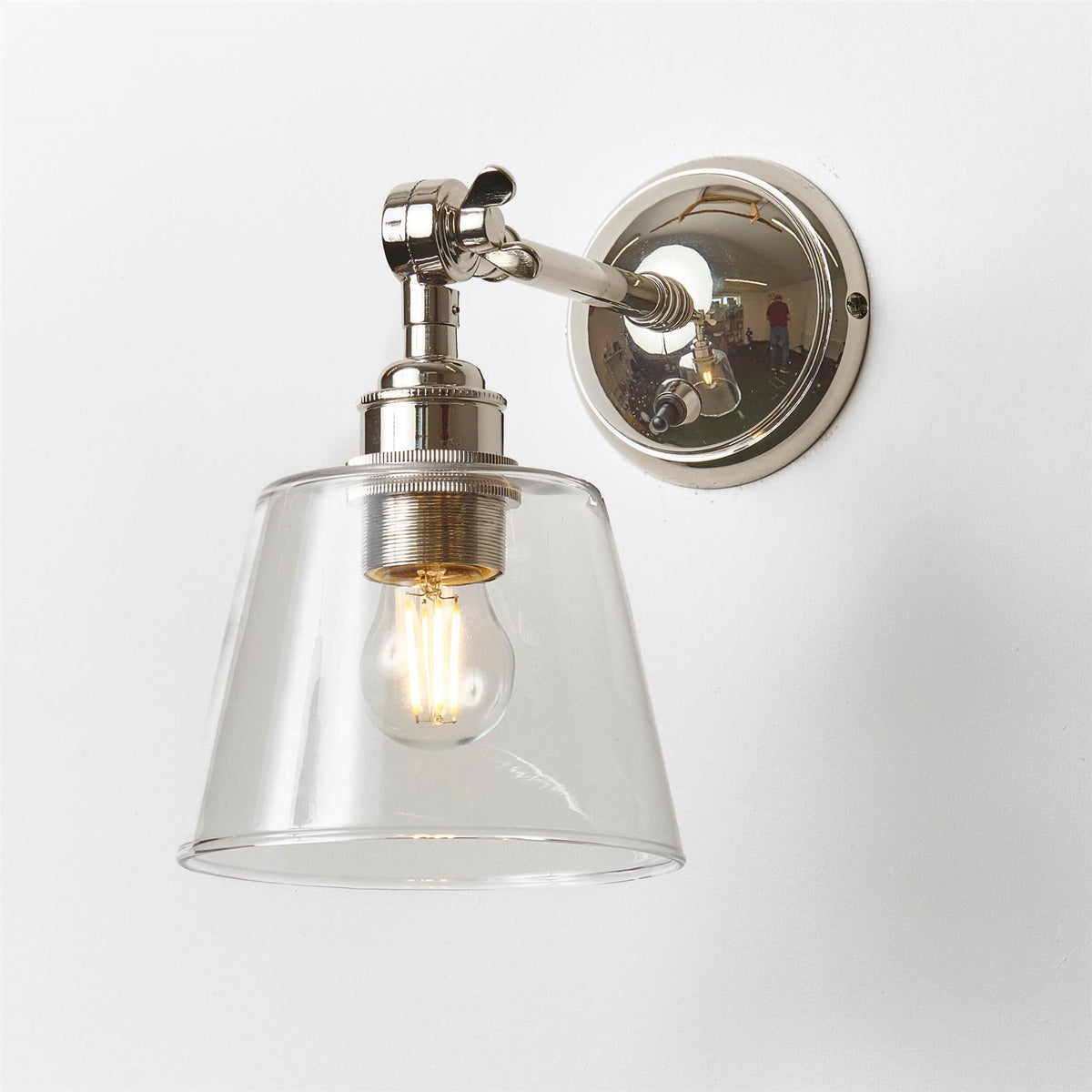 Old School Electric Tapered Blown Wall Light : Adjustable Arm