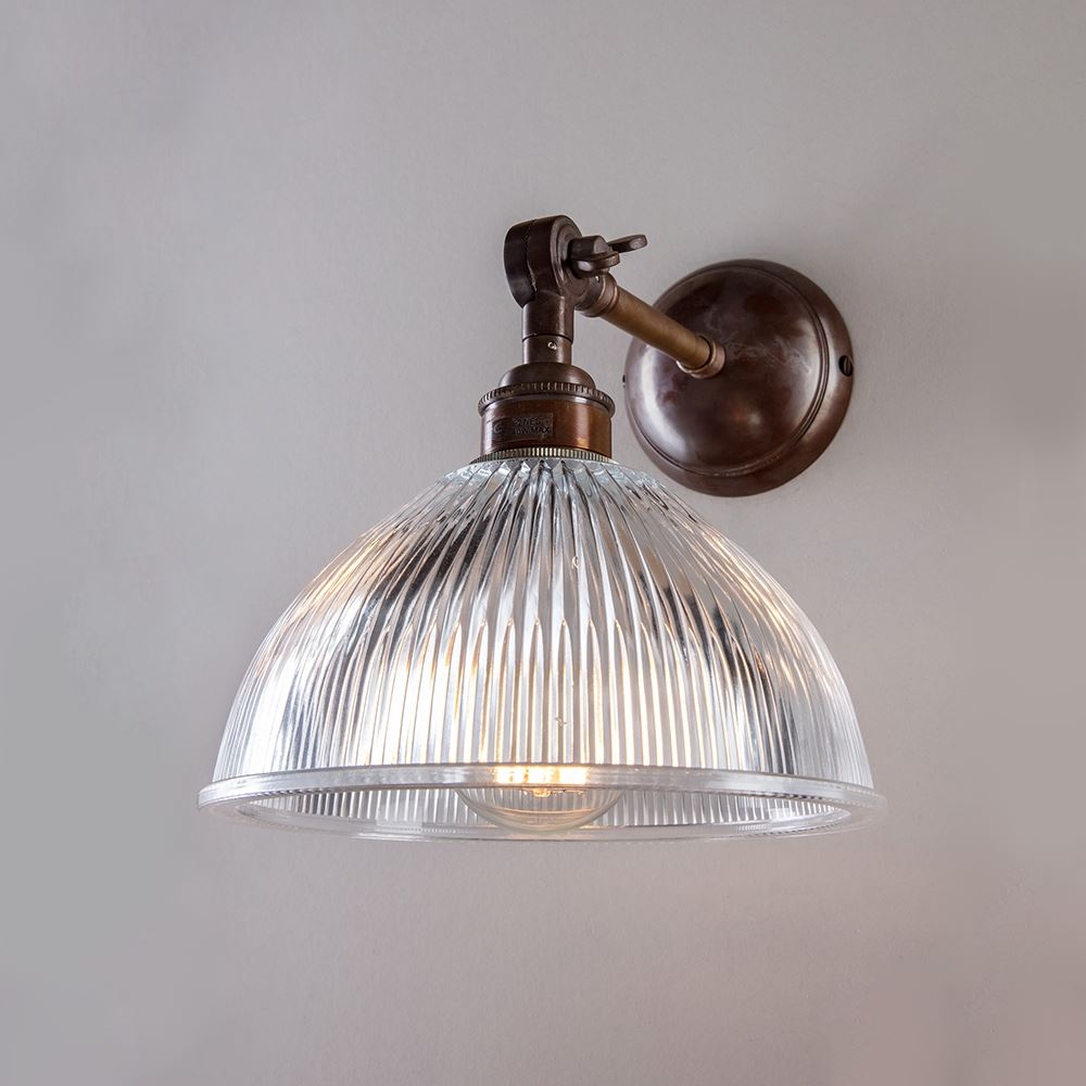 Old School Electric Prismatic Dome Wall Light : Adjustable Arm