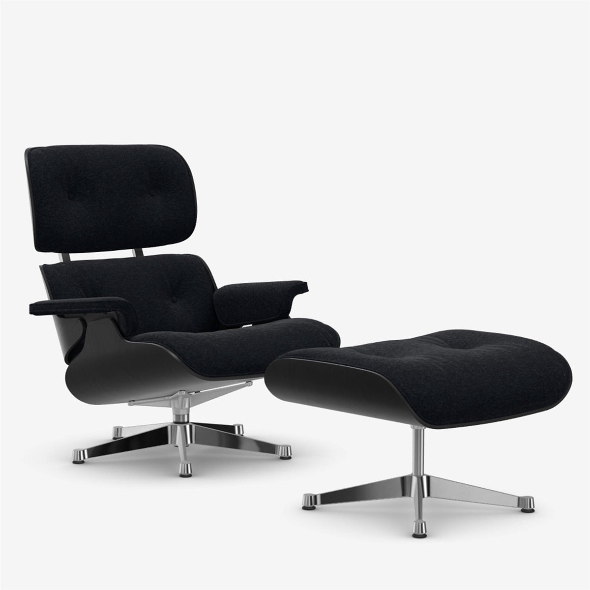 Vitra Eames Contemporary Lounge Chair and Footstool in Black Chestnut