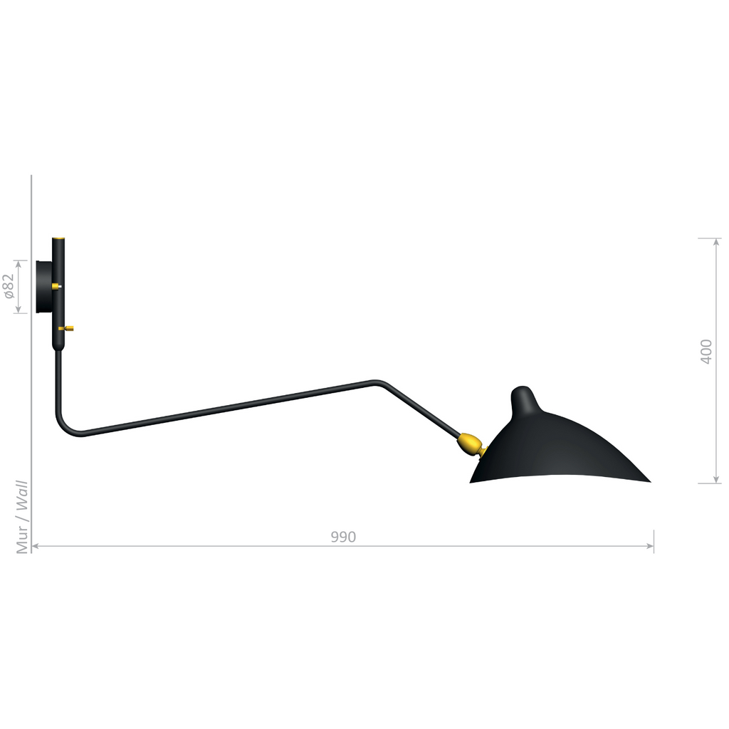 Serge Mouille Applique Pivotants 1 Rotating Arm Wall Lamp