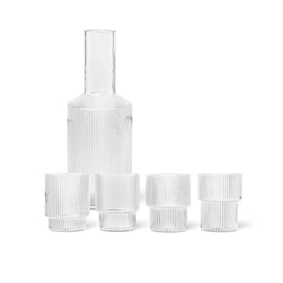 Ferm Living Ripple Glasses - Set of 4 & Carafe Gift Set