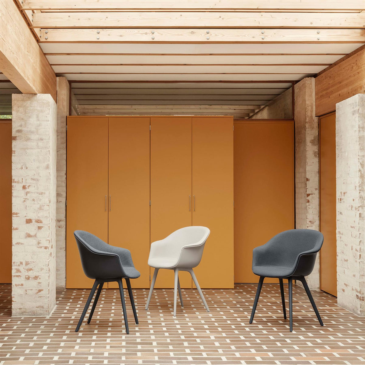 GUBI Bat Dining Chair with Front Upholstery and Plastic Legs