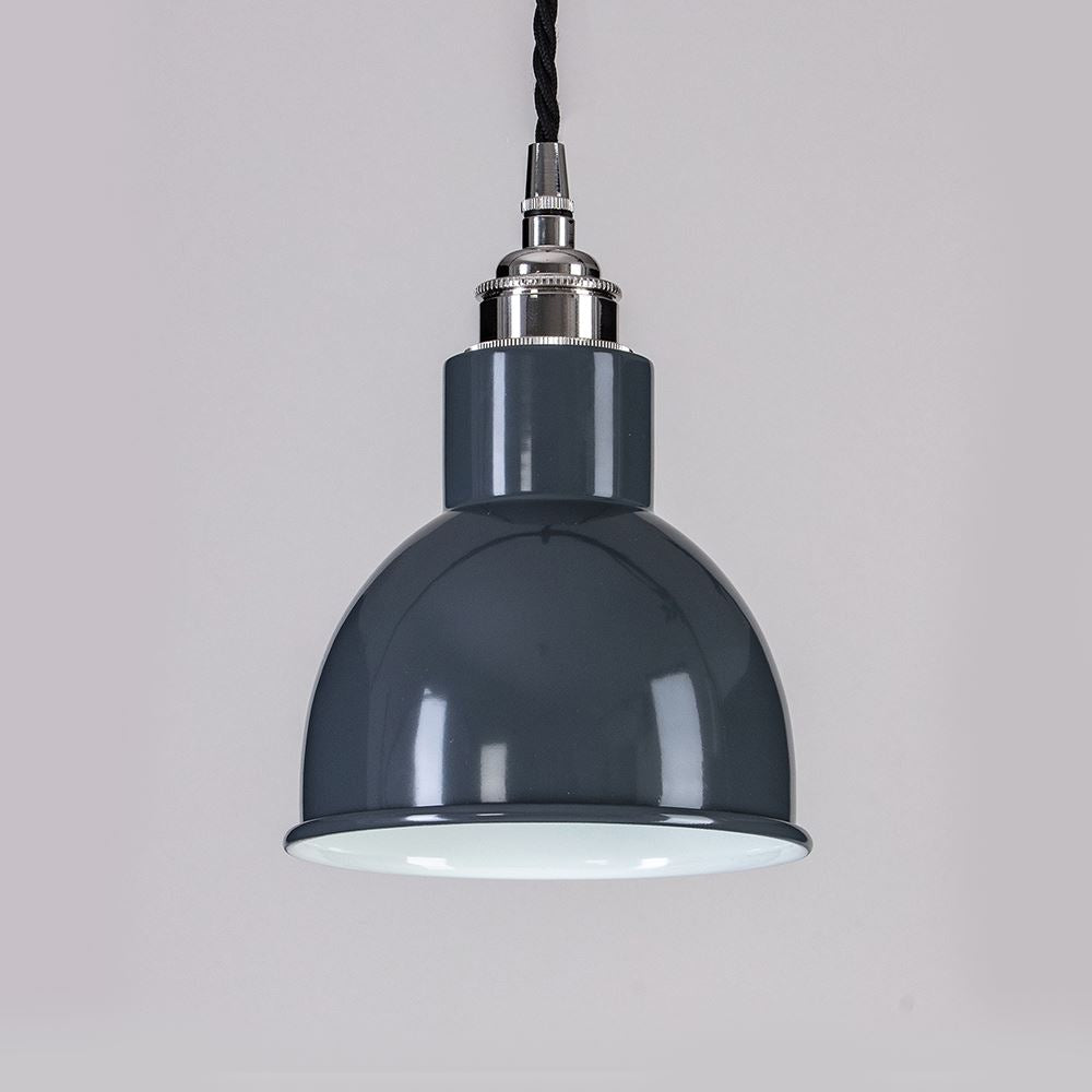 Old School Electric Churchill Pendant Light With Coloured Shade