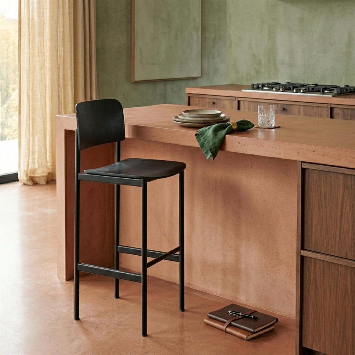 Fredericia Plan Bar Stool with Metal Legs