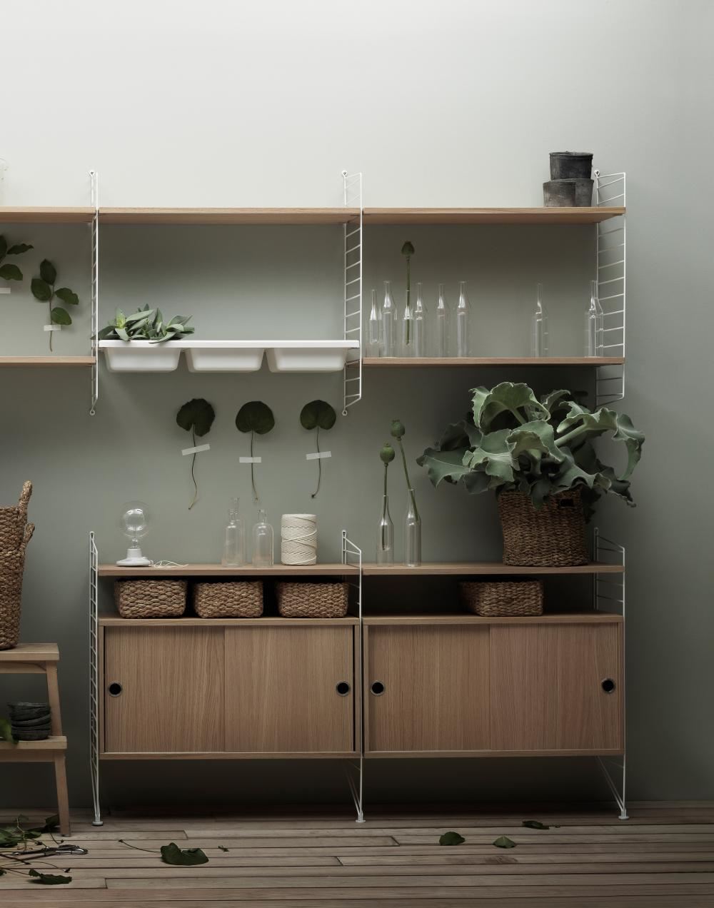 String Furniture String Cabinet with Sliding Doors