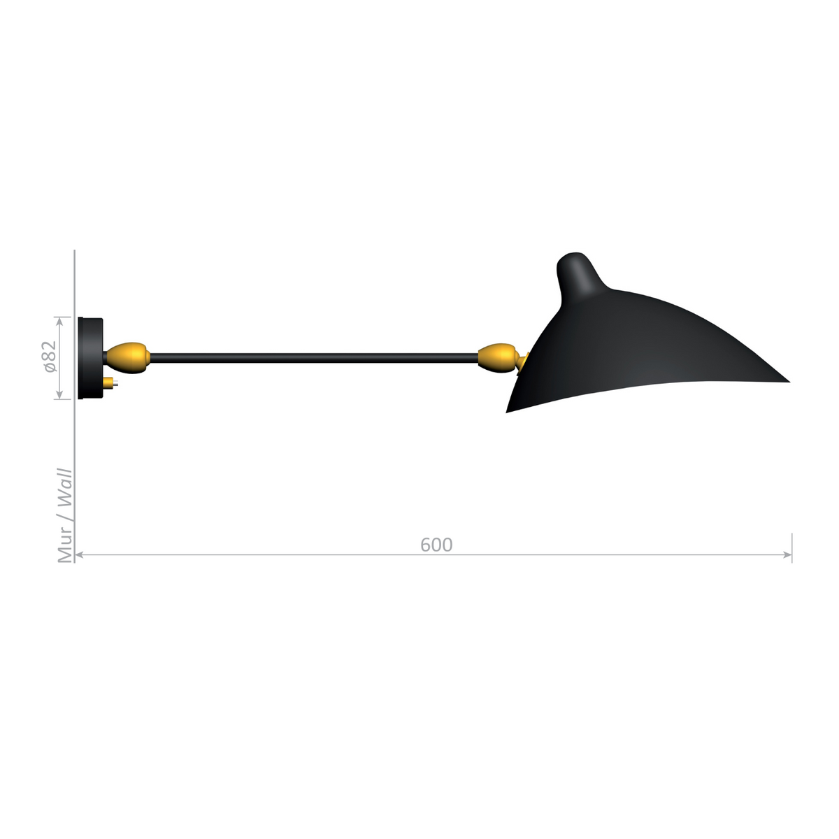 Serge Mouille Applique 1 Arm Two Swivels Wall Lamp