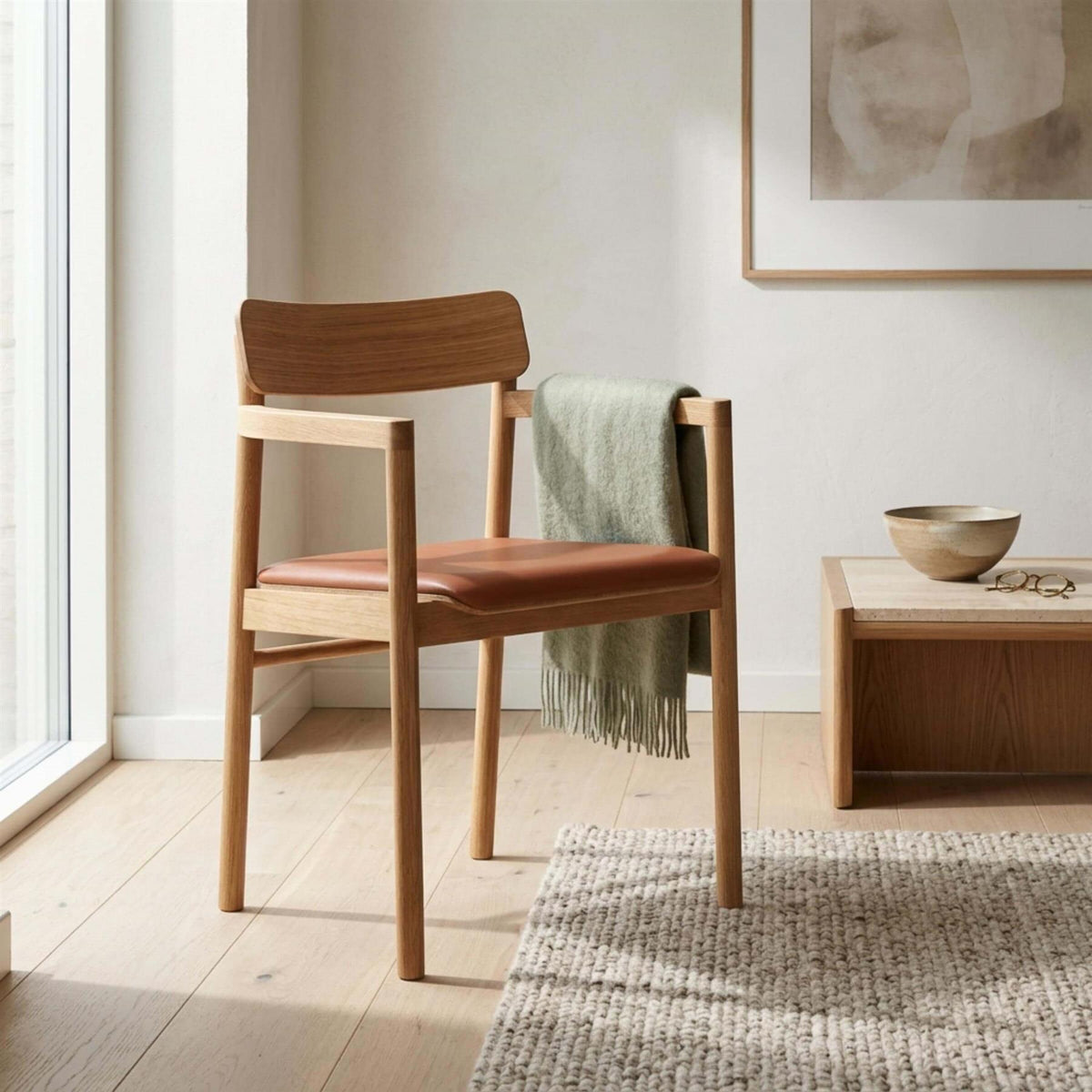 Fredericia Post Armchair with Upholstered Seat