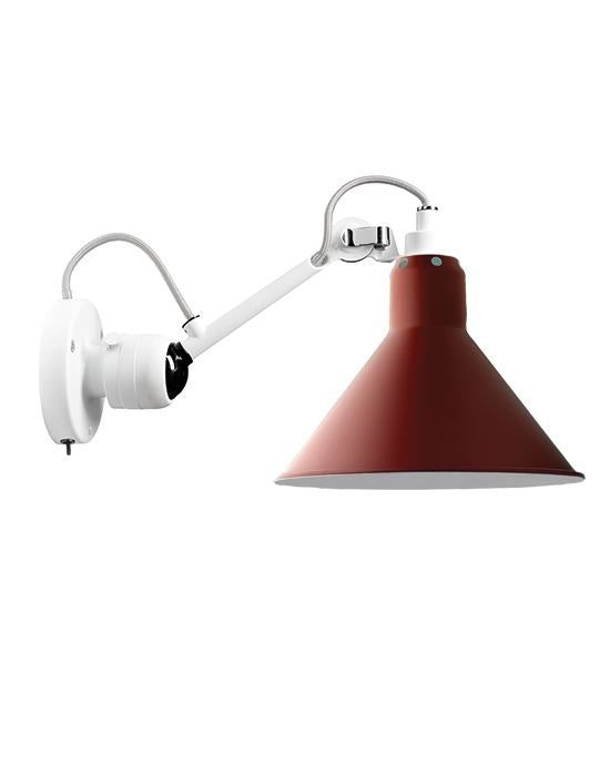Outlet Lampe Gras 304 Small Wall Light - White Arm - Red Shade, Conical, Integral Switch