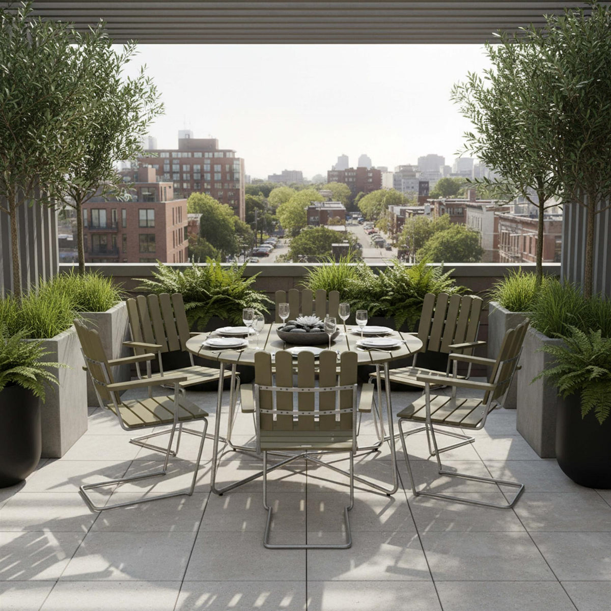 Grythyttan Stålmöbler Round Outdoor Dining Set - Curated by Holloways of Ludlow