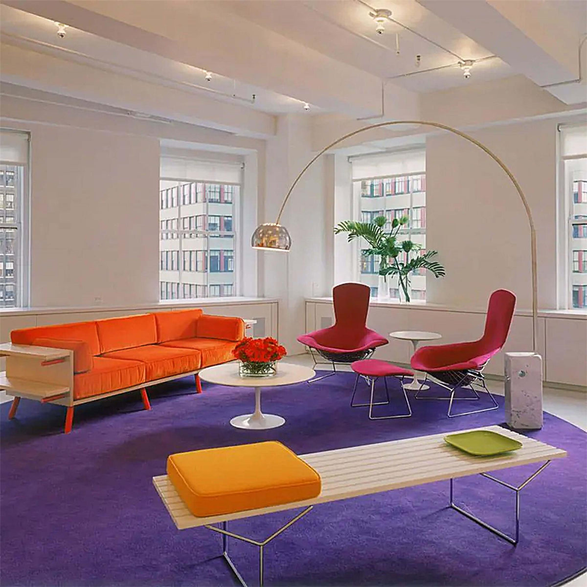 Knoll Bertoia Armchair High Back with Ottoman