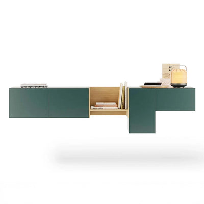 Treku Lauki Wall Mounted Sideboard - Natural Oak & Forest